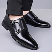 abordables Officiel-Chaussures habillées en cuir à double boucle pour homme – élégantes chaussures de soirée marron pour mariages, tenues de bureau et cérémonies
