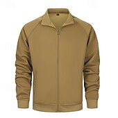economico Giubbotti e cappotti da uomo-Per uomo Giacca in Pile Giacca Casual Vacanza Quotidiano Traspirabilità Tasca Primavera Autunno Semplice Moda Classico Collo alla coreana Regolare Nero Cachi Verde militare Grigio Giacca