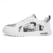 abordables Baskets-Homme Basket Marche Occasionnel Cuir PU Confortable Antidérapant Respirant À lacets Blanc + Noir Blanc / Jaune Rose / Blanc Été Printemps
