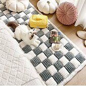 economico Copridivano-Copridivano per letto con motivo scozzese quadrato color crema, per cani e gatti