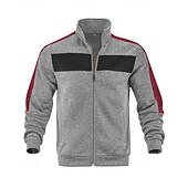 preiswerte Lässige Jacken-Herren Freizeitjacke Collegejacke Urlaub Täglich Atmungsaktiv Tasche Frühling Herbst Farbblock Mode Klassisch Stehkragen Regulär Schwarz Rote Grün Hellgrau Dunkelgray Jacken