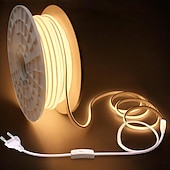 cheap LED Strip Lights-AC 220V COB LED Strip Lights Outdoor Waterproof IP65 White Super Bright 10W/M CRI 80 LED Rope Light With switch plug