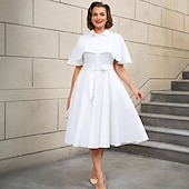 cheap Dresses-Retro Vintage 1950s Rockabilly Midi A Line Dress Flare Dress Plus Size A-Line Women&#039;s Vacation Homecoming Party &amp; Evening Adults Dress Belt Spring &amp; Summer