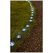 olcso Földi fények-napelemes vezetőoszlopos talajlámpák 15/30 db-os lapos napelemes lámpák kültéri, vízálló napelemes korongos tájvilágítás kerti ösvényre, falra, lépcsőkre, teraszokra, udvarra, gyepre, járdára (meleg