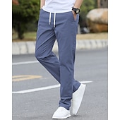 economico Chino-Per uomo Pantaloni Chinos Tasca Elastico in vita Coulisse Semplice Comodità Formale Feste Lavoro Moda Stile Classico Nero Verde chiaro Micro-elastico
