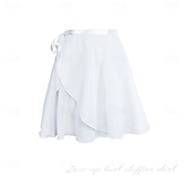 voordelige Balletkleding-Volwassen balletdansrok, elastische taille chiffon halve rok met lintstrik, ideaal voor de training &amp;balletopleiding