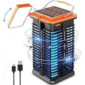 abordables Tue mouche éléctrique-Lampe anti-moustiques électrique solaire, piège à insectes rechargeable par USB, piège à mouches étanche 4200 V, piège à moustiques, lumière UV non toxique pour une utilisation intérieure et