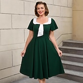 billige Kjoler-1950-tallet Retro / vintage Middag Flare kjole Store størrelser Kostyme Dame Feriereise Ball Fest / aften Voksne Kjole Vår sommer