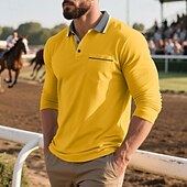 preiswerte Klassisches Poloshirt für Herren-Herren Golfshirt Golf Poloshirts Arbeit Lässig Revers Kurzarm Basic Modern Farbblock Knöpfe Frühling Herbst Normale Passform Aprikose Schwarz Weiß Gelb Rote Marineblau Golfshirt