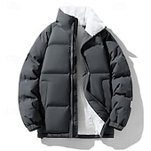 billige Fleece og 3 i 1 jakker-Herre Fleece-jakke Pufferjakke Vinterjakke Vinter utendørs Lapper Hold Varm Topper Mørkegrå Svart Hvit kaffe