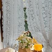 billiga Genomskinliga gardiner-1 st vintage jacquard transparent gardin kort gardin med stångficka polyesternät spets broderad heminredning vardagsrum sovrum kök