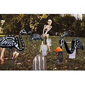 お買い得  ハロウィン-ハロウィン用ブラックフラミンゴスケルトンゾンビフラミンゴスカルフラミンゴ2個パック、杭付き、ハロウィン芝生オーナメント、不気味な墓地の装飾