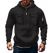preiswerte Basic-Hoodies für Herren-Herren Kapuzensweatshirt Viertelreißverschluss Kapuzensweatshirt Schwarz Armeegrün Marineblau Khaki Hellgrau Mit Kapuze Einfach Tasche Kordelzug Sport &amp; Outdoor Täglich Ferien Polyester Streetwear