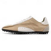billiga Herrsneakers-Herr retro gula och bruna sneakers med ventilerande ovandel och halkfri sula, sportinspirerade vardagsskor för pendling, resor och vardagsbruk