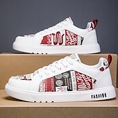abordables Baskets-Homme Basket Marche Occasionnel Cuir PU Confortable Antidérapant Respirant À lacets Blanc + Noir Blanc / Jaune Rose / Blanc Été Printemps