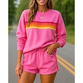 tanie dresy-Damskie Dres Bluza z kapturem Spodenki dresowe Kieszeń Prążki Zestawy odzież Wiosna Czarny Różowy Siłownia Na zewnątrz Bieganie Wysoka talia Lekki Oddychający Długi rękaw Sport Odzież sportowa