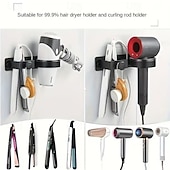 preiswerte Aufbewahrung &amp; Organisation-Wandmontierter Organizer für Haarwerkzeuge, Badezimmer-Aufbewahrungshalter ohne Bohren für Haartrockner und Glätteisen &amp;Lockenstab, leichter 300 g Haar-Accessoire-Ständer mit Handtuchhaken, passt zu