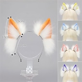 economico Accessori per acconciature-Fascia con orecchie da lupo realistiche – orecchie da volpe e lupo lolita fatte a mano per cosplay, stile kc, feste, convention e accessori per giochi di ruolo