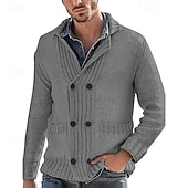 voordelige heren vest trui-Voor heren Trui Vest Trui Geribd breien Normale tops Gebreid Effen Omgeslagen kraag Opwarm Kleding Modern eigentijds Casual Alledaagse kleding Kleding Lente &amp; Herfst Zwart Wit M L XL