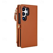 abordables Carcasas Samsung-teléfono Funda Para Samsung galaxia S25 S25 Más S25 Ultra S24 Plus S24 S24 Ultra Plus S24 FE A14 A72 A73 Tarjetas billetera Cremallera con cordón Ranura para tarjetas Retro TPU Cuero de PU
