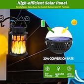 billige Halloween utendørs-1 stk halloween jul utendørs solcelledrevet vanntett blinkende flamme håndholdt lykt 28 led-stråler gårdsplass hage plen sti anhengslampe hengende lys dekorativ lys landskapslys