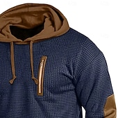voordelige basic hoodies voor heren-Voor heren Trui met capuchon Wafel Hoodies Marineblauw Capuchon Kleurenblok Zak Sport &amp; Outdoor Dagelijks Streetwear Basic Training Sportschoenen Herfst Kleding Hoodies Sweatshirts