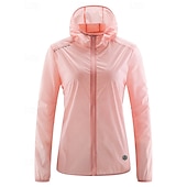 abordables Vestes de course-Femmes Veste de course Veste d&#039;extérieur Veste à capuche Cordon de serrage Poche à Fermeture Éclair manche longue Top Athleisure Coupe-vent UPF 50+ Respirant Pêche Randonnée Course Tenue de sport