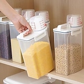 cheap Kitchen Storage-Sealed Grain Storage Container, Moisture and Pest Proof Rice Bin, Kitchen Pantry Organizer for Dry Goods, Cereal, Beans, and Grains