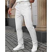 abordables Delgado-Hombre pantalones de traje Pantalones Chinos Bolsillo Botones Plano Comodidad Formal Fiesta Trabajo Moda Estilo clásico Negro Blanco Microelástico