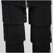 abordables Pantalones-Pantalón de baile latino con borlas de 7 niveles BH1985 para mujer, pantalón de práctica profesional con flecos negros para adultos.
