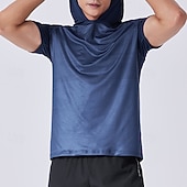 economico Cime-Per uomo Maglia da prestazione Maglietta sportiva Manica Corta Felpa con Cappuccio Top Esterno Asciugatura Rapida Traspirante antiodore Poliestere Patchwork Grigio scuro Blu Grigio chiaro Pesca