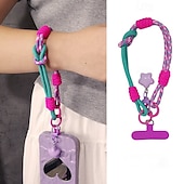 abordables Correas para el teléfono y muñequeras-Nueva cuerda corta para colgar el teléfono móvil con estampado de muñeca, bonita cuerda tejida corta de doble uso, resistente para viajes al aire libre para hombres y mujeres.