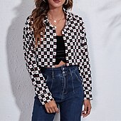 preiswerte Damen Kunst- und Design-Oberteile-Damen Hemd Karomuster Täglich Stilvoll Basic Langarm Hemdkragen Normale Oberteile Arbeit Täglich Ferien Knöpfe Schwarz Frühling Herbst