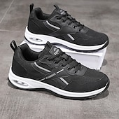 economico Sneakers Casual-sneakers alla moda bianche e grigie da uomo: comode scarpe casual con un marchio audace, ideali per attività all'aperto, viaggi e tempo libero