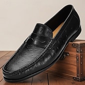 preiswerte Loafer aus hochwertigem Leder-Schwarze Pennyloafer aus echtem Leder für Herren – zeitlose Slip-On-Business-Schuhe für reife Herren, fürs Büro und formelle Alltagsoutfits