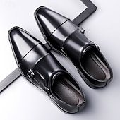abordables Officiel-Chaussures habillées en cuir à double boucle pour homme – élégantes chaussures de soirée marron pour mariages, tenues de bureau et cérémonies