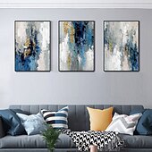 お買い得  油絵-キャンバスに金箔を施した手作りの大型抽象油絵。モダンな額縁なしの絵画。家の装飾に最適な壁アート画像。