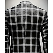 preiswerte Herren Klassische Blazer-Herren Blazer Geschäft Cocktailparty Hochzeitsfeier Mode Lässig Frühling Herbst Polyester Karomuster Tasche Knöpfe Bequem Einreihig Blazer Schwarz Blau Braun