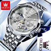abordables Relojes mecánicos-OLEVS Hombre Relojes Mecánico Al Aire Libre Moda Reloj Casual Reloj de Muñeca Cuerda Automática Pantalla de fase lunar Luminoso Calendario perpetuo Acero Reloj