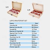 economico Strumenti manuali-Set di 12 utensili per lavorazione del legno con gambo, kit di frese per fresatura del legno, frese per scanalature e rifilatura per progetti di carpenteria e fai da te, lame di precisione resistenti.