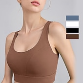 billiga Sport-BH:ar och västar-Dam Träningslinnen Sportbehåar Underkläder Medium stöd Andningsfunktion Trådlös Vadderad Enfärgad / vanlig färg Sport Sportkläder Vit Blå Gym Kondition Yoga