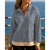 voordelige Hoodie &amp; Sweatshirt-Dames Pullover Sweatshirt Casual topjes Kwart rits Mode Lange mouw Kleding Bovenlichaam Sportkleding Herfst Winddicht Wandelen Training Hardlopen Sportkleding Sportkleding Gestreept Blozend Roze Rood