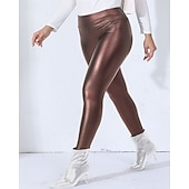 voordelige Yoga leggings en panty's-Dames Capri-legging Kunstleren leggings Warm Hoge taille Sportschool Sportschoenen Pilates Kleding Onderlichaam Effen Kleur Zwart Koffie Sport Sportkleding Strakke pasvorm