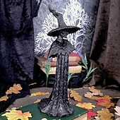 お買い得  ハロウィンの吊るし飾りとテーブルトップ装飾-ハロウィン魔女像 樹脂製魔女 神秘的な像 装飾品 ゴシック魔女 カボチャのフィギュアを持つ 寝室 リビングルーム キッチン デスクトップ用ホームデコレーション