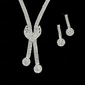 abordables Parures de Bijoux-un parure de bijoux de mariée 1 Alliage Boucles d&#039;oreilles Collier Femmes Élégant Luxe Mignon Géométrique Joie Géométrique Parure de Bijoux Pour Soirée