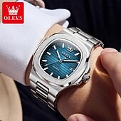 abordables Montres à quartz-OLEVS Femmes Hommes Montre à quartz Luxe Grand cadran Mode Affaires Lumineux Calendrier IMPERMÉABLE Bracelet en acier inoxydable Suivre