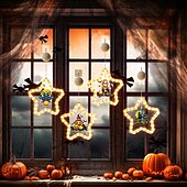 levne Halloween v interiéru-1 ks 27,6 cm halloween netopýr duch čaroděj klobouk dýně černá kočka netopýr přísavka led přísavka okenní světlo párty okno vnitřní atmosféra dekorativní světlo aaa baterie box teplé světlo běžící