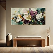 billiga Blom- och växtmålningar-handgjord oljemålning på duk väggkonst dekoration modern tjock kniv abstrakt textur för vardagsrum heminredning uppspänd ram hängande målning/rullad duk (utan ram)