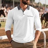 preiswerte Klassisches Poloshirt für Herren-Herren Golfshirt Golf Poloshirts Arbeit Lässig Revers Kurzarm Basic Modern Farbblock Knöpfe Frühling Herbst Normale Passform Aprikose Schwarz Weiß Gelb Rote Marineblau Golfshirt