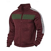 preiswerte Lässige Jacken-Herren Freizeitjacke Collegejacke Urlaub Täglich Atmungsaktiv Tasche Frühling Herbst Farbblock Mode Klassisch Stehkragen Regulär Schwarz Rote Grün Hellgrau Dunkelgray Jacken